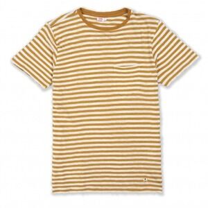 Armor Lux Poche Heritage T Shirt Men Small Yellow White Stripe Short Sleeve